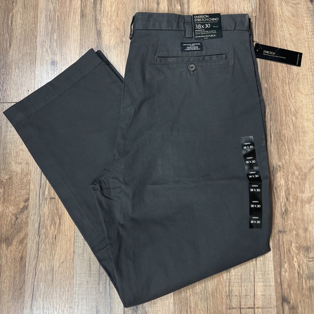 Banana Republic Emerson Stretch Chino Pant Straight Fit in Gray 38x30 NWT
